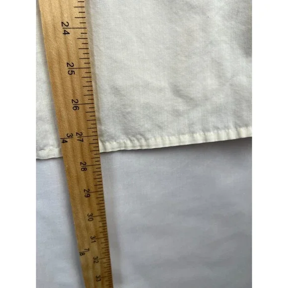 Vintage Blair Shirt Mens Button Up SS Shoulder Tabs White Blue Pockets (Stained) - Picture 4 of 11